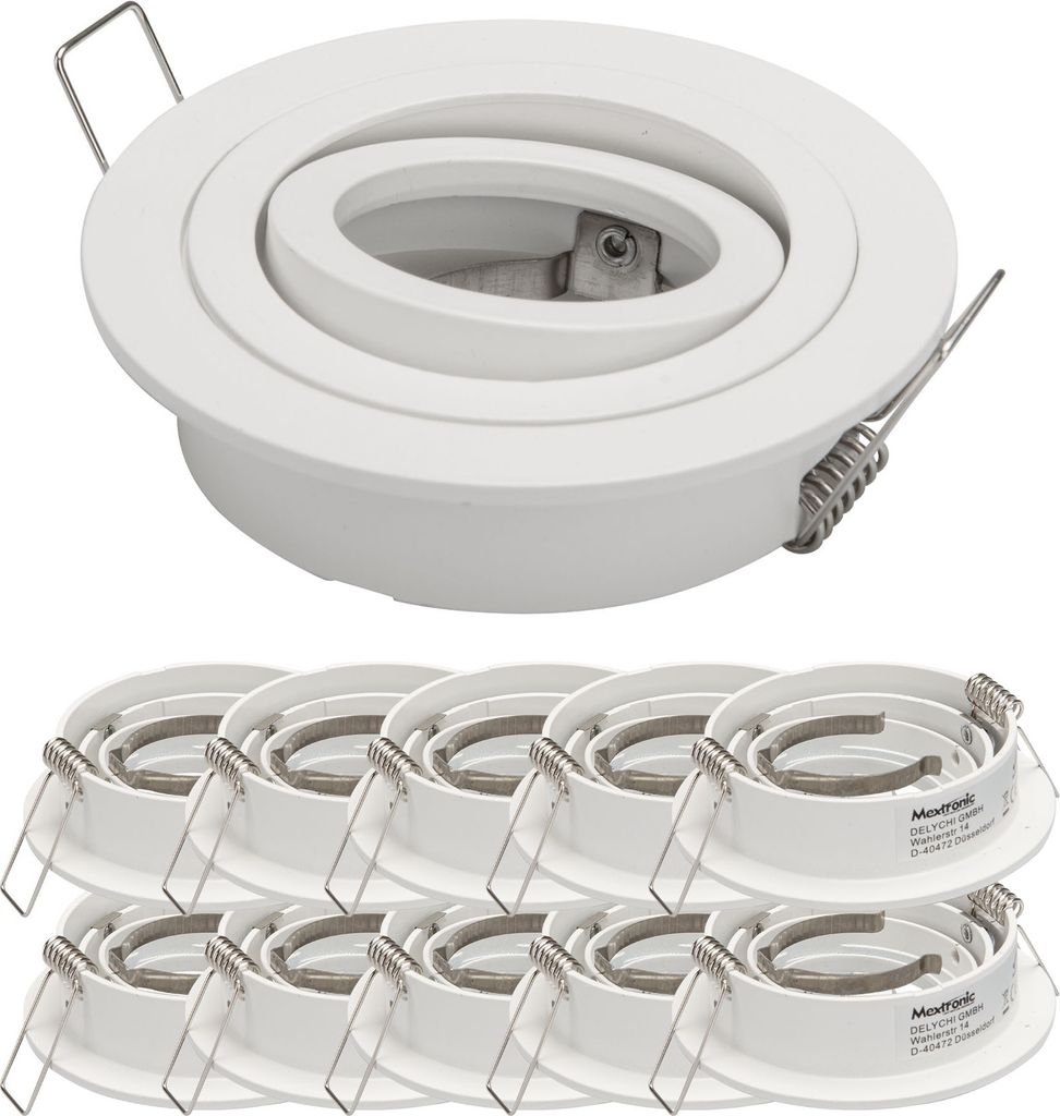 10x Einbaurahmen Mattweiß 648-MA Ø75 mm für Leuchtmittel GU10 | MR16 IP20