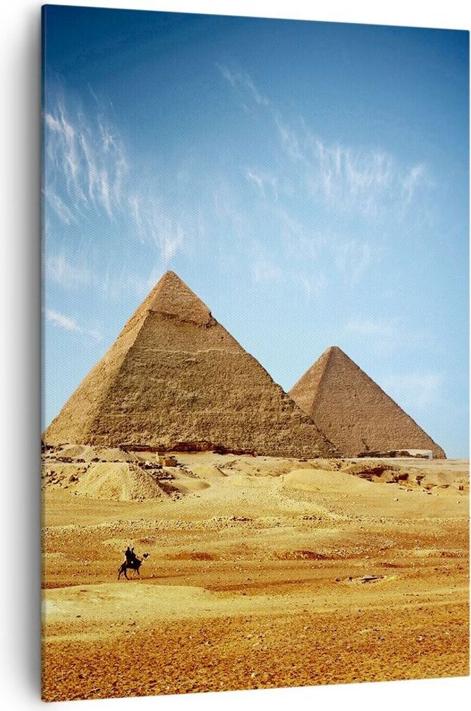 Bild auf Leinwand - Leinwandbild - Einteilig - Pyramide Wüste Sand - 70x100cm - Wand Bild - Wanddeko - Wandbilder - Leinwanddruck - Wanddekoration...