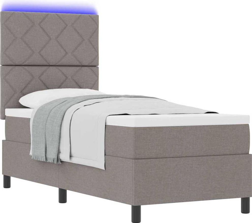 Boxspringbett mit Matratze mit LED Taupe 80 x 200 cm Stoff