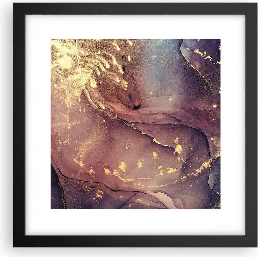 Gerahmtes Poster - Schwarzer Rahmen - Stein Gold Marmor - 30x30 cm - Wand Bild - Wanddeko - Wandbilder - Kunstposter - Wandposter - Bilderrahmen - ...