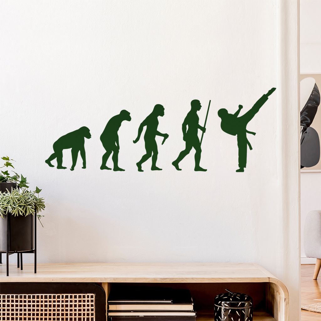 Karate Kampfsport Evolution Wandtattoo Wandaufkleber Wall Sticker - Dekoration, Küche, Wohnzimmer, Schlafzimmer, Badezimmer