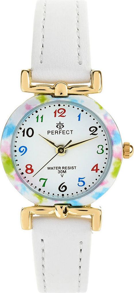 PERFECT Kinderuhr Kommunion Weiß Gold Quarzuhr Miyota Produktbild 