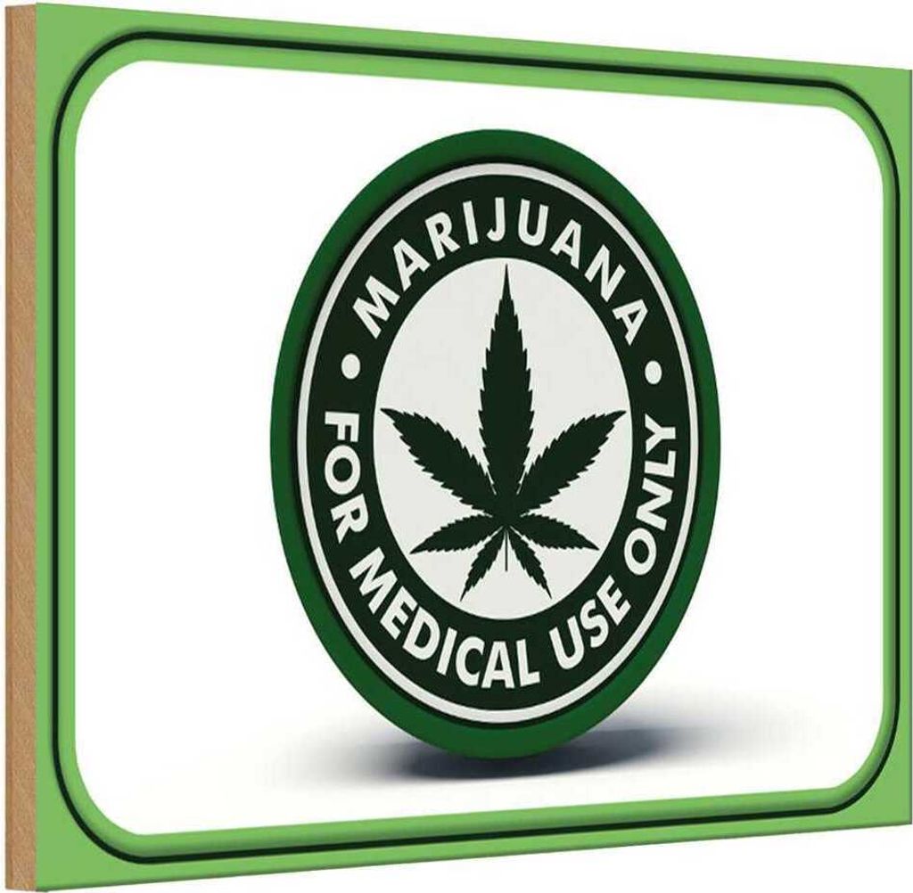 vianmo Holzschild 20x30 cm Marijuana for medical use only