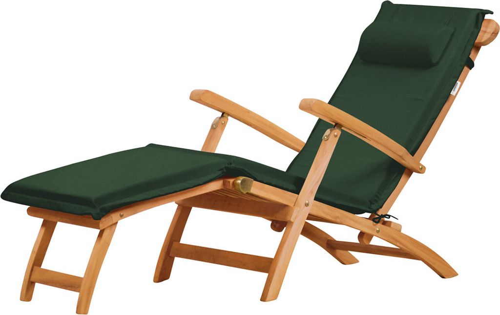 Liegenauflage Auflagen Set grün für Deckchair mit abnehmbarem Nackenkissen waschbares Liegestuhl Polster + Kopfstütze