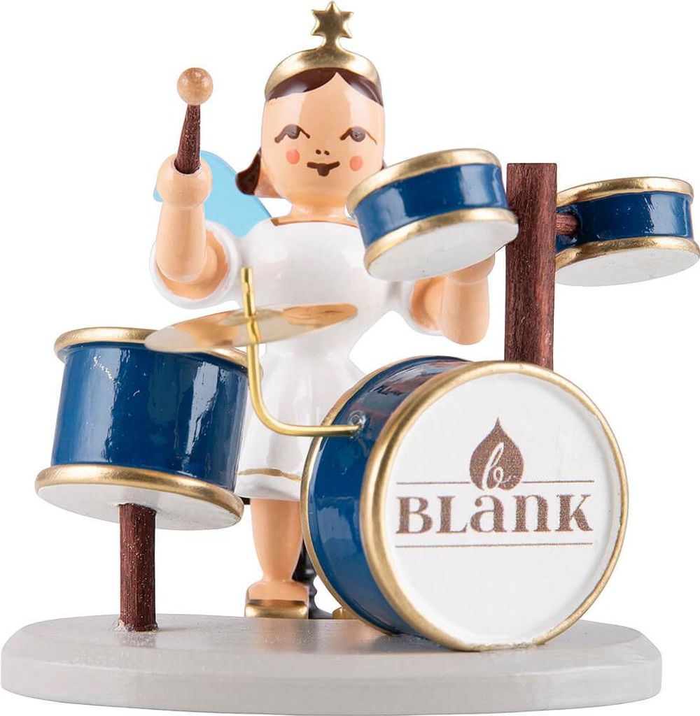 Kurzrockengel mit Schlagzeug, farbig (6,6cm) von Blank Kunsthandwerk