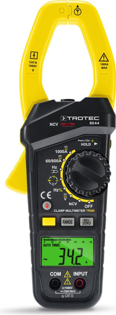 TROTEC Stromzange BE44 | Zangenamperemeter | Amperemeter | Multimeter | AC DC