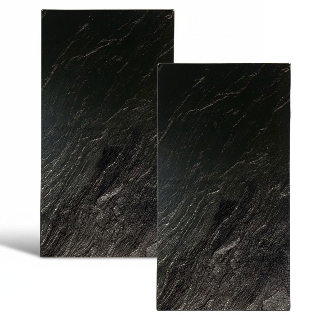 LS-LebenStil 2 ́er Set Glas Herdabdeckplatten Schiefer 52x30cm Glasschneidebrett Schneidebrett Kochfeld Herdabdeckung Abdeckung Glaskeramikkochfeld...