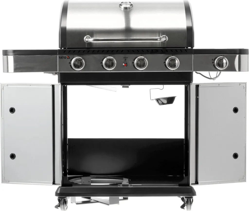 Barbecue à gaz 14,2kW inox, 4+1 brûleurs performants, 133 x 57 x 112cm