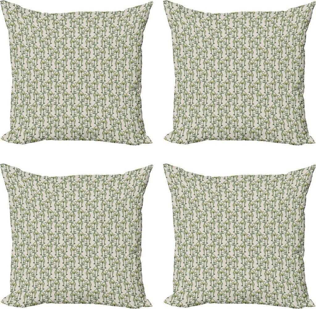 ABAKUHAUS Blumen Kissenbezug Set (4 Stück), Zier Botanical Theme, Moderner Doppelseitiger Digitaldruck, 60 cm x 60 cm, Pale Grün Gelb