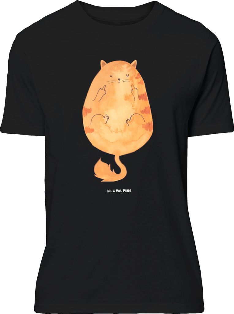 Mr. & Mrs. Panda Größe XL T-Shirt Katze Frühaufsteher - Schwarz - Geschenk, Tshirt, Tiger, Shirt, Katzen, mit Spruch, Kaffee, Mittelfinger