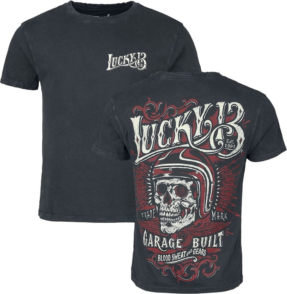 Lucky 13 T-Shirt Herren Skull Built schwarz L Produktbild 