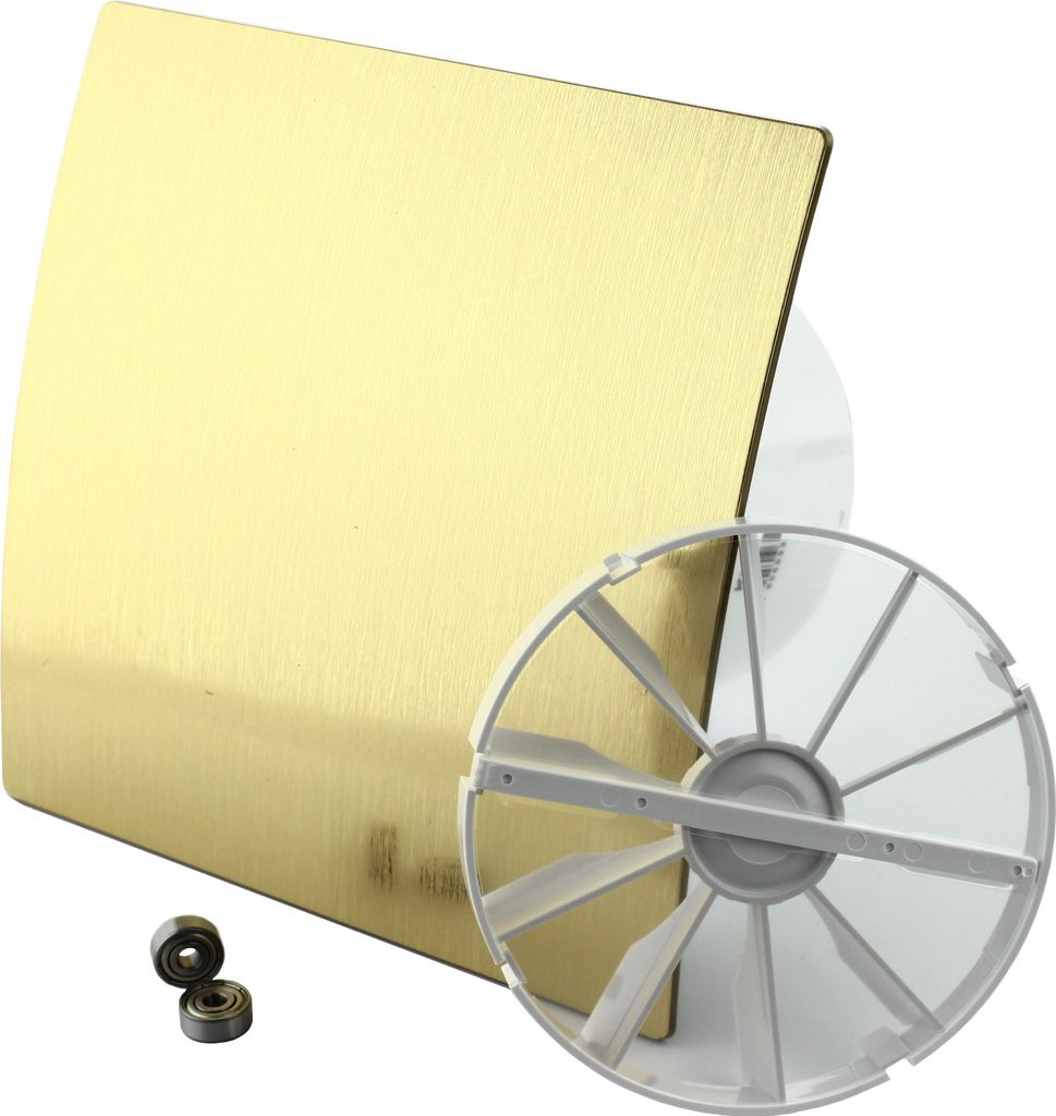 Wohnraumlüfter Lüfter Deckenlüfter Ventilator Badventilator Badlüfter Kugellager Rückstauklappe Ø 100 mm Standard Gold gebürstet