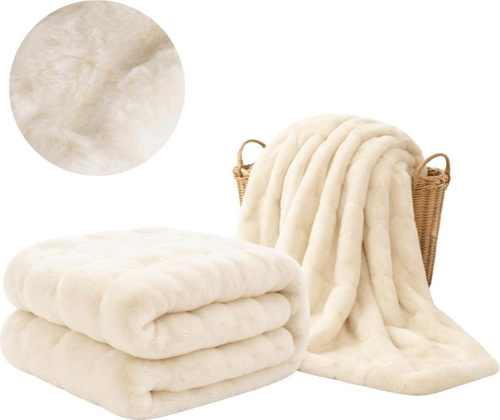 Weiße Decke 160x100 weich warm leicht angenehm Kuscheldecke komfortabel für Sessel entspannen