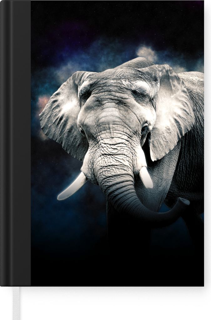 MuchoWow Notizbuch Tagebuch Haushaltsbuch Notebook A5 Elefant - Schwarz - Rauchen - Notizblock - Notizheft - Notebook - Schreibblock - Papier
