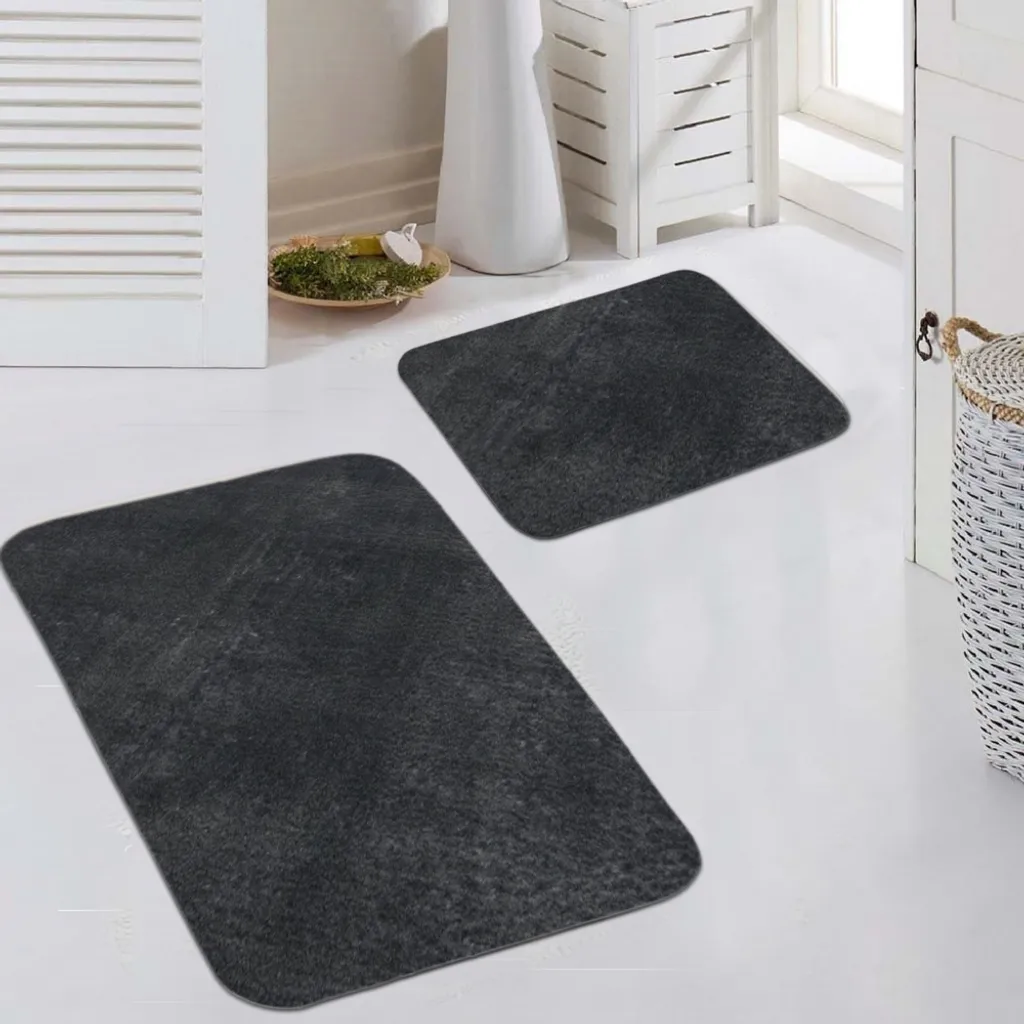 Tapis de bain anti-glisse anthracite lavables pour sols de douche