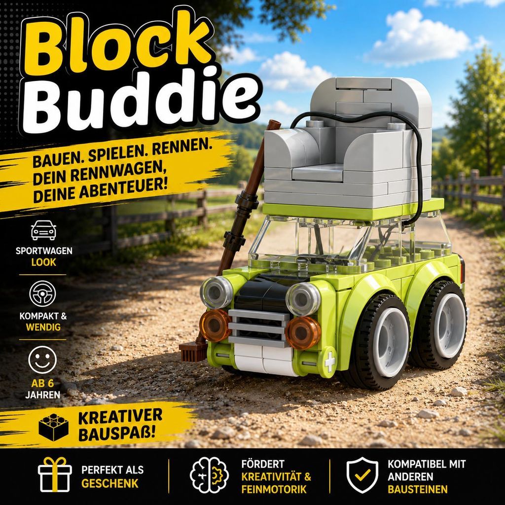 BlockBuddie™ Mr Bean Auto inspiriertes Klemmbaustein Modell Produktbild 
