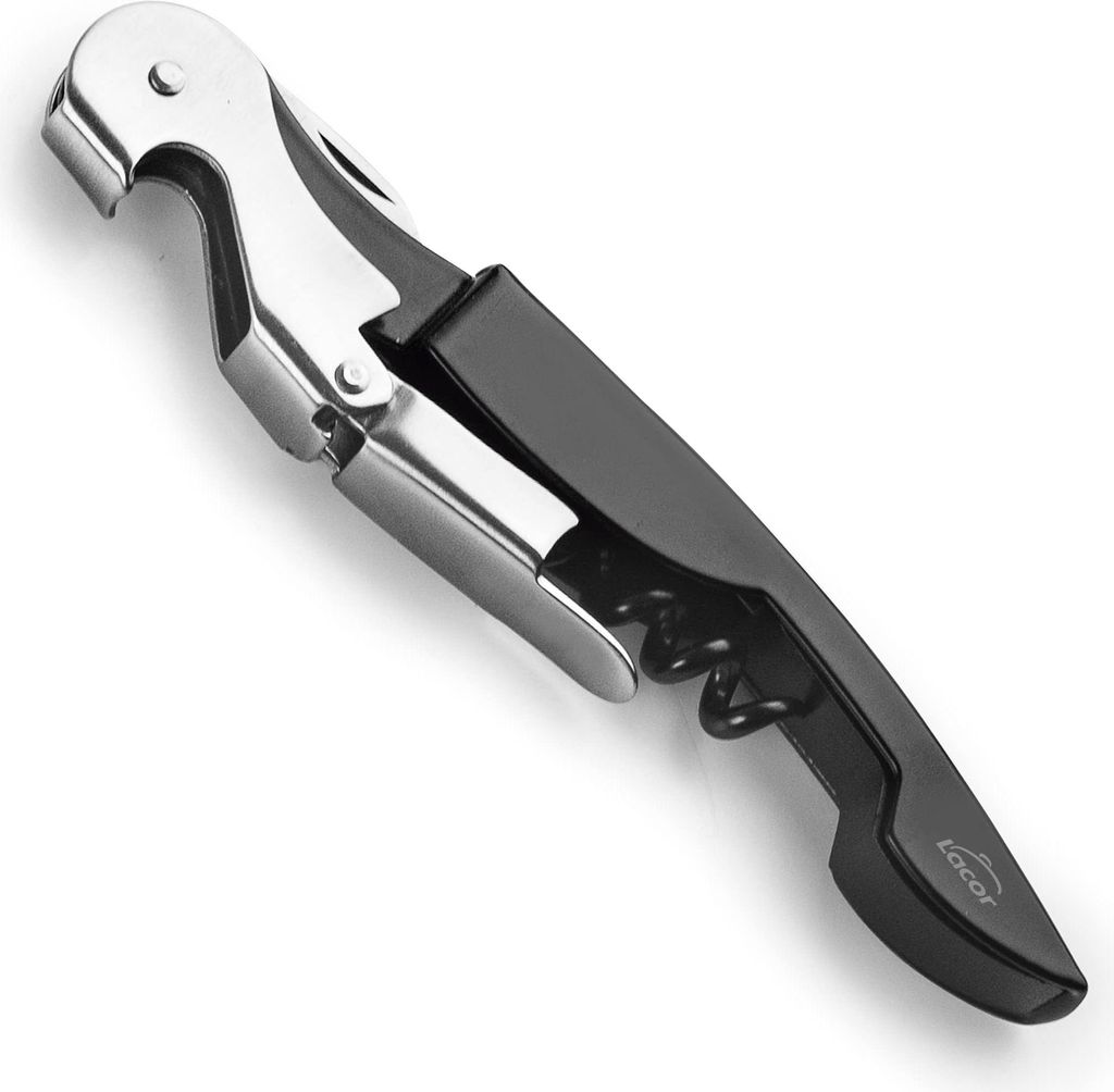 Lacor - 63044 - Servierwagen Luxe, Edelstahl, Korkenzieher + Flaschenöffner + Kurzmesser Kapseln, Wein- und Bieröffner, 3-in-1