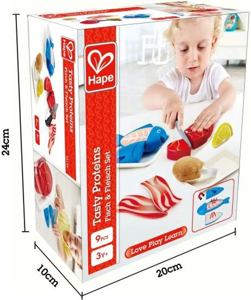 Set Poisson et Viande Hape avec Aliments à Découper Scratch en Bois - 9