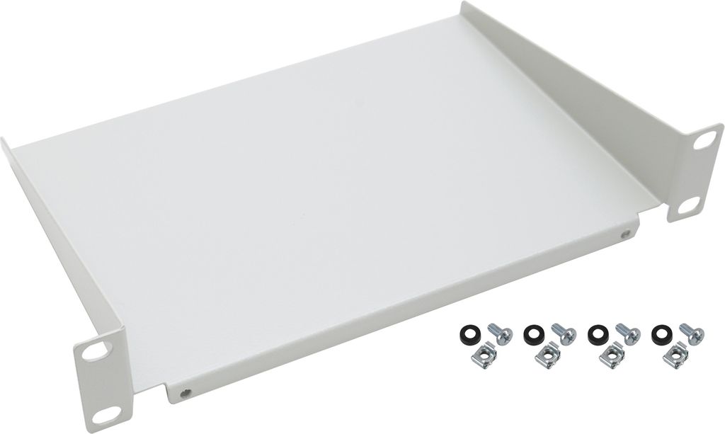 HMF 63399-07 Fachboden für Serverschrank, 10 Zoll, 1 HE, 254 x 150 x 45 mm, Lichtgrau
