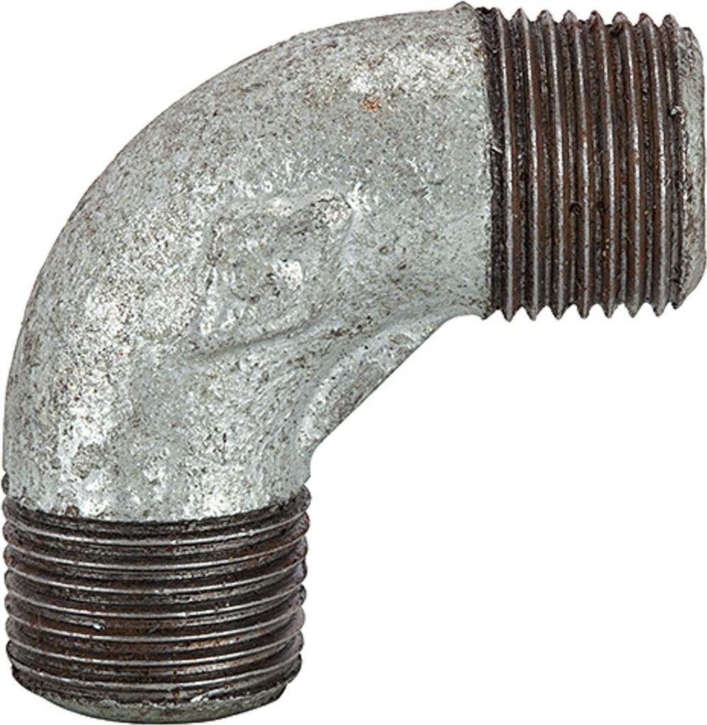 Riegler Winkel 94, 90°, AG/AG, R 3/4, schwarzer Temperguss feuerverz.