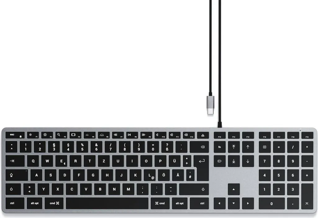Clavier AZERTY Filaire USB-C Rétroéclairé Slim W3 de Satechi en Aluminium Fin