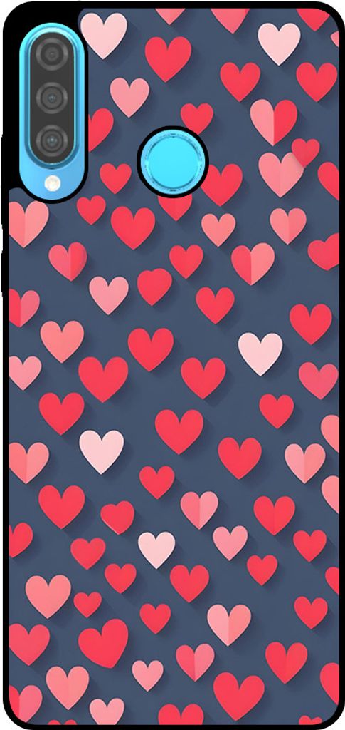 Smartphonica Telefon Fall fit für Huawei P30 Lite mit rosa und roten Herzen Impressum - TPU Backcover Fall mit rosa und roten Herzen Design