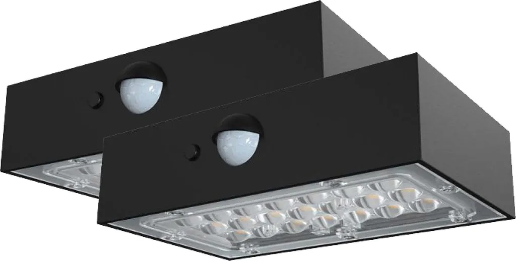 Set 2 Applique Solari V-TAC 3W Nere IP65 - Luce 3000K/4000K da Esterno