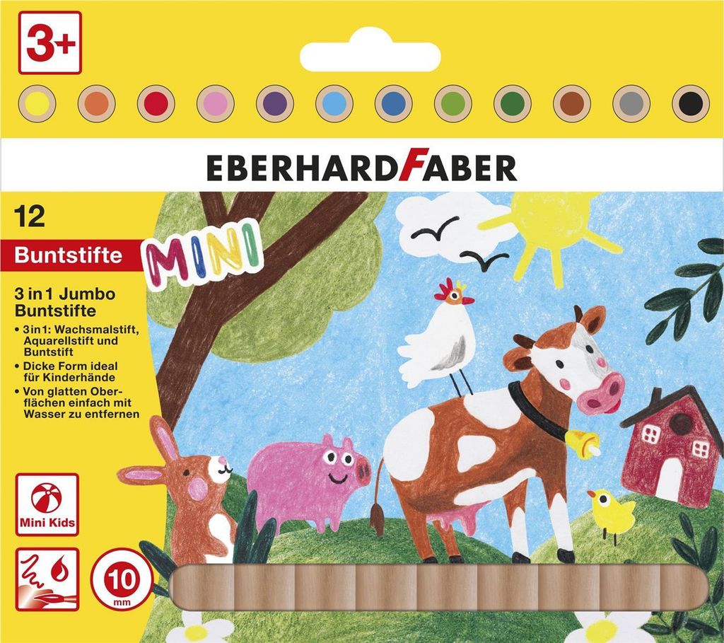 Eberhard Faber MiniMaxi 3in1, Gemischte Farben, 12 Stück(e) Produktbild 