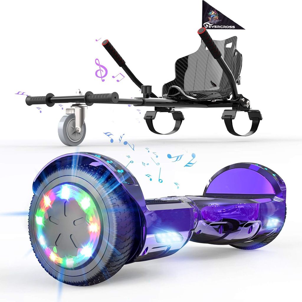 EVERCROSS Hoverboards mit Sitz 6,5" Selbstausgleichender Elektroroller mit Bluetooth LED Hover Board mit Hoverkart