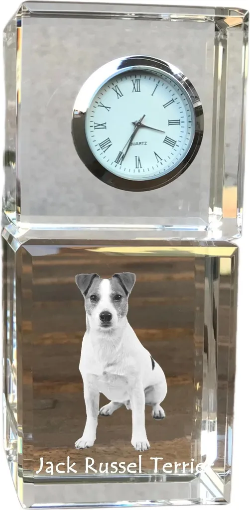 Orologio in Cristallo Jack Russell Terrier Art-Dog con Foto Incisa