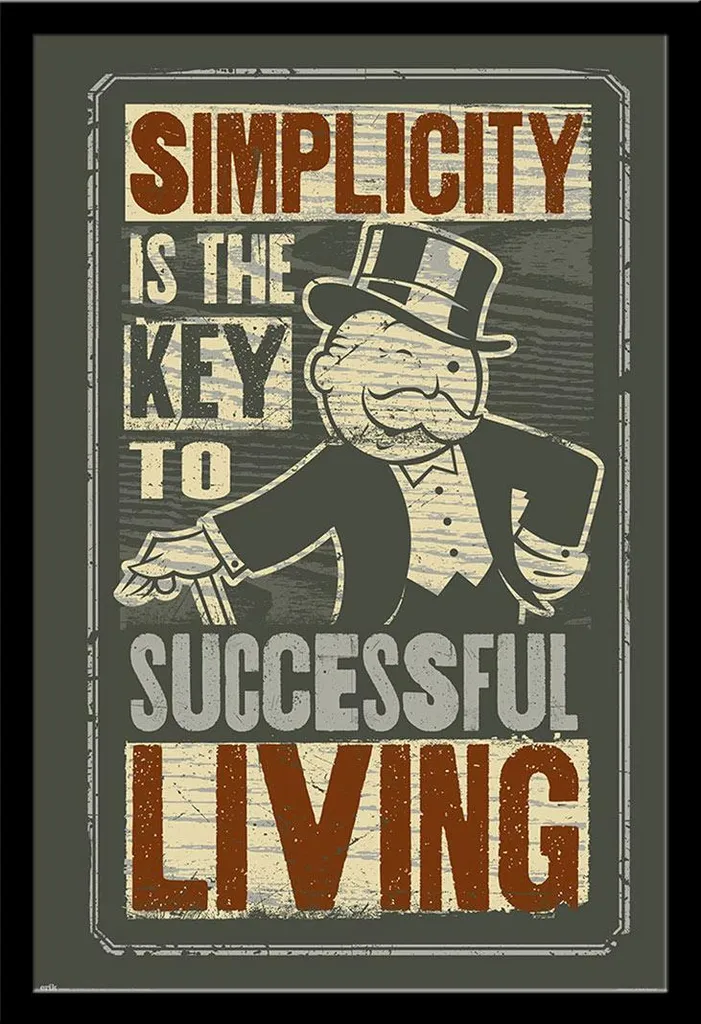 Cadre amovible Shinsuke® avec poster Monopoly Simplicity vitre acrylique