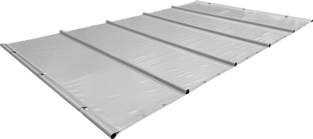 SafeDeluxe PREMIUM Poolplane Rollschutzabdeckung aus LKW Plane ohne Stangen (3,5m x 5m, Lichtgrau RAL7035) Stangenabdeckung Sicherheitsabdeckung...