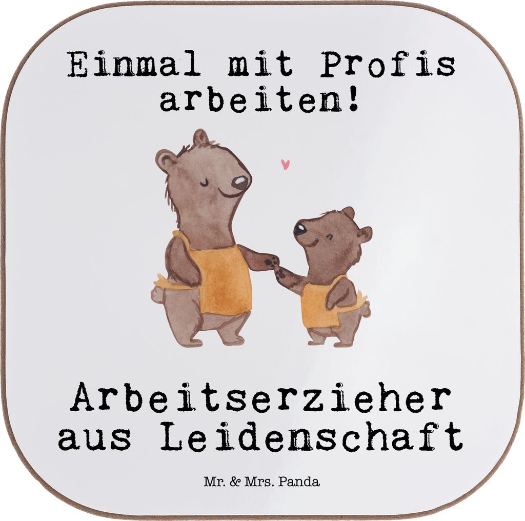 Mr. & Mrs. Panda Untersetzer für Gläser Arbeitserzieher Leidenschaft - Weiß - Geschenk, Arbeitstherapeut, Lustig, gläseruntersetzer, Ausbildung...