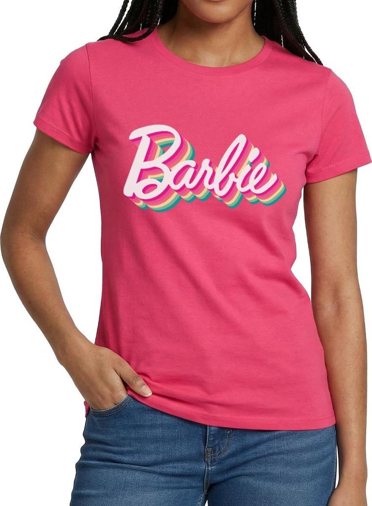 Spreadshirt Barbie Buntes Logo Frauen T-Shirt, M, Azalea