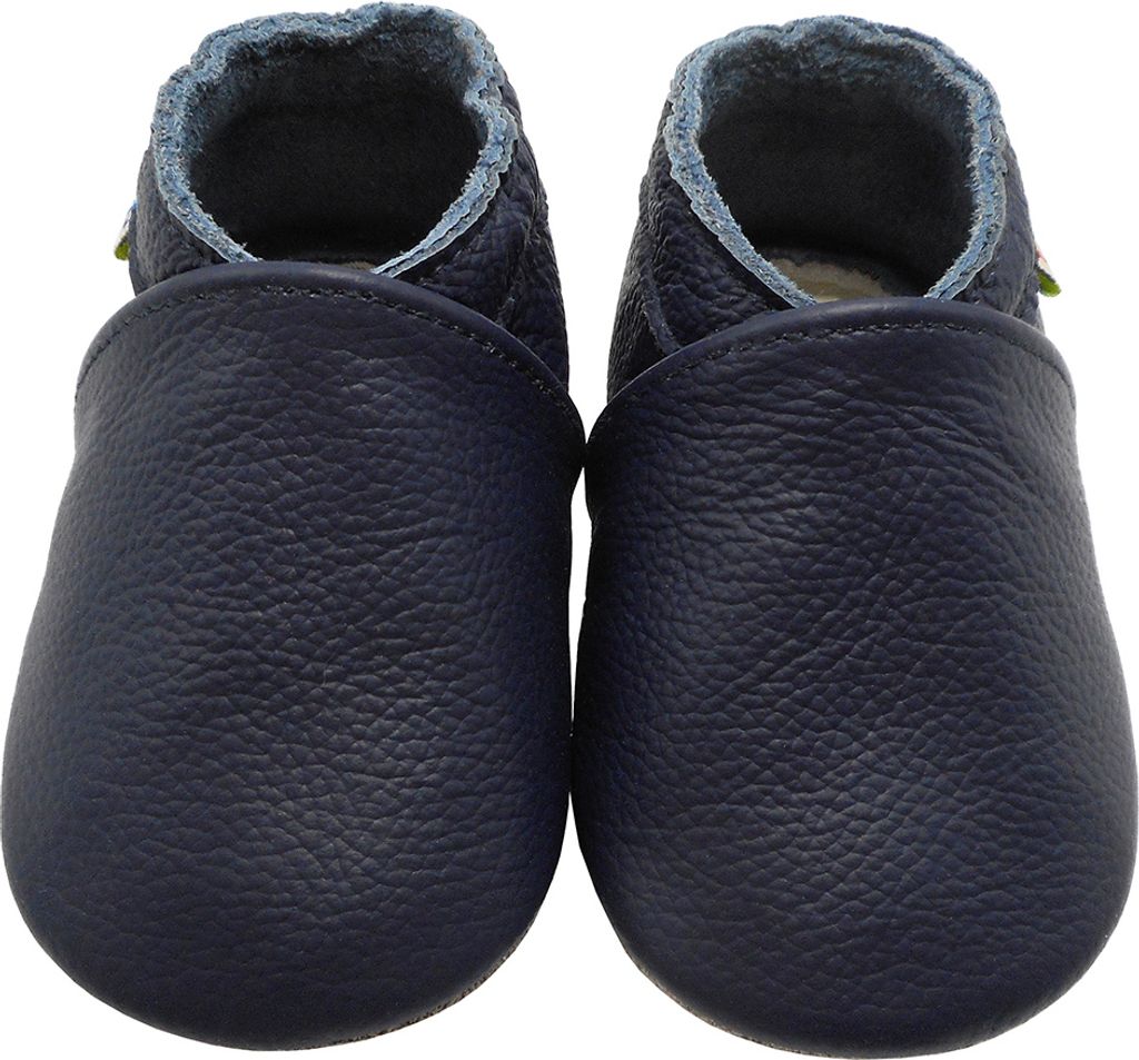 YALION Baby Krabbelschuhe aus echtem Leder – Weiche rutschfeste Lauflernschuhe für Jungen & Mädchen, Dunkelblau ( 12-18 M, EU 21-22 )