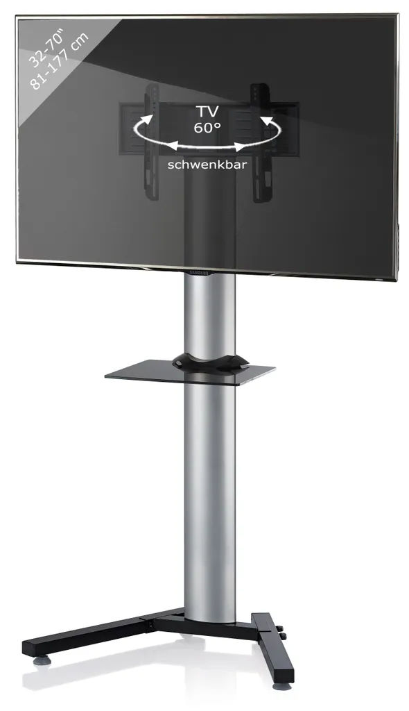 VCM Stadino Maxi ZW Stand TV Alu Noir 174x90x74 cm pour Écran Plat