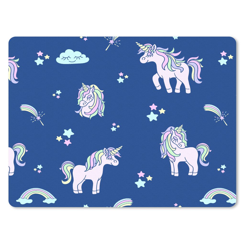 MuchoWow Mauspad Mousepad Einhorn - Sterne - Muster 23x19 cm - Mousepads - Maus Mat - Pad - Mausunterlage - Schreibtischunterlage - Mauspad