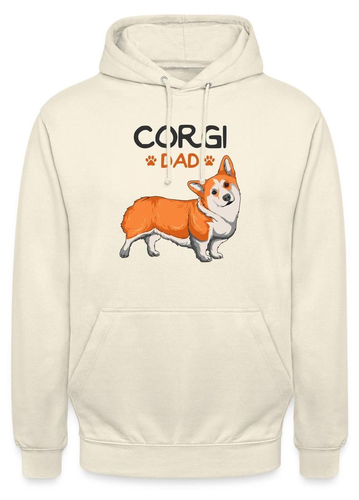 Spreadshirt Corgi Dad Uni Hoodie, S, Vanille-Milchshake