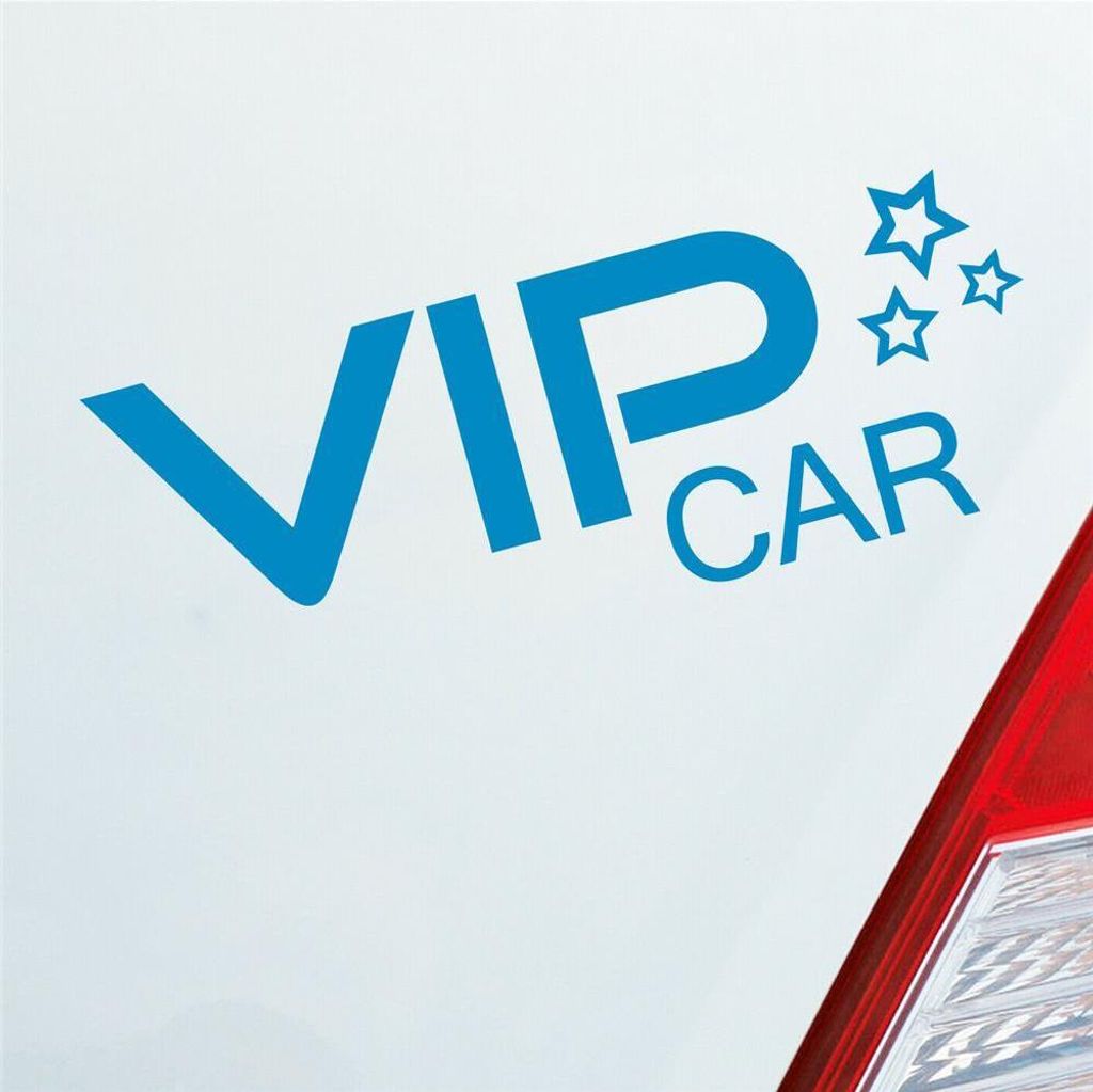 Auto Aufkleber VIP Car V.I.P. Stern 15,5x5,5 cm Hellblau Sticker Heckscheibenaufkleber
