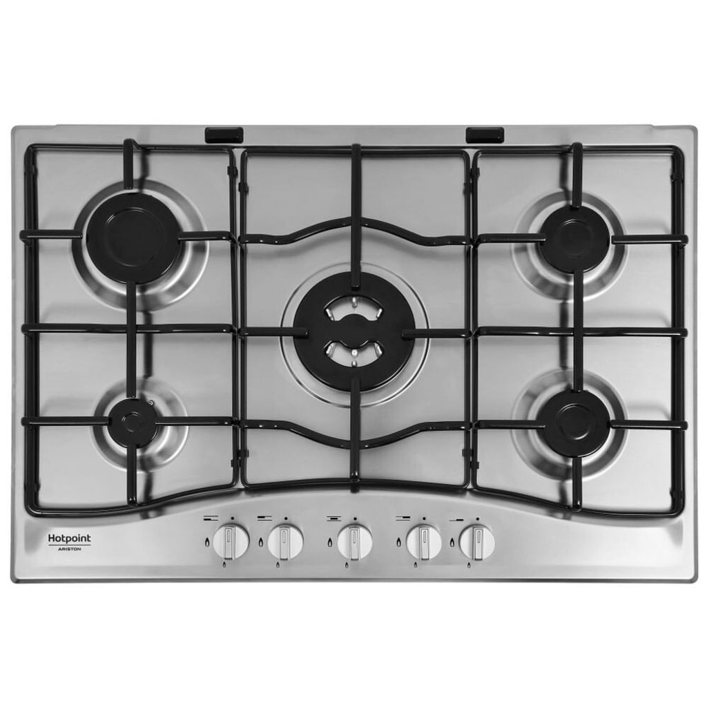 Hotpoint PCN 752 T/IX/HAR Einbaukochfeld aus Stahl, 75 cm, Gas, 5 Brenner