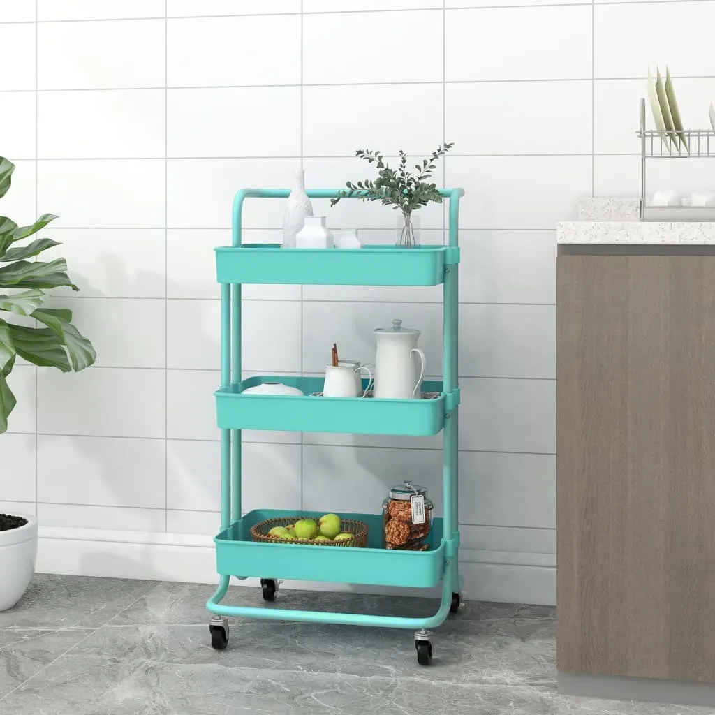 Carrello Cucina 3 Ripiani Turchese 42x35x85 cm Ferro e ABS | The Living Store