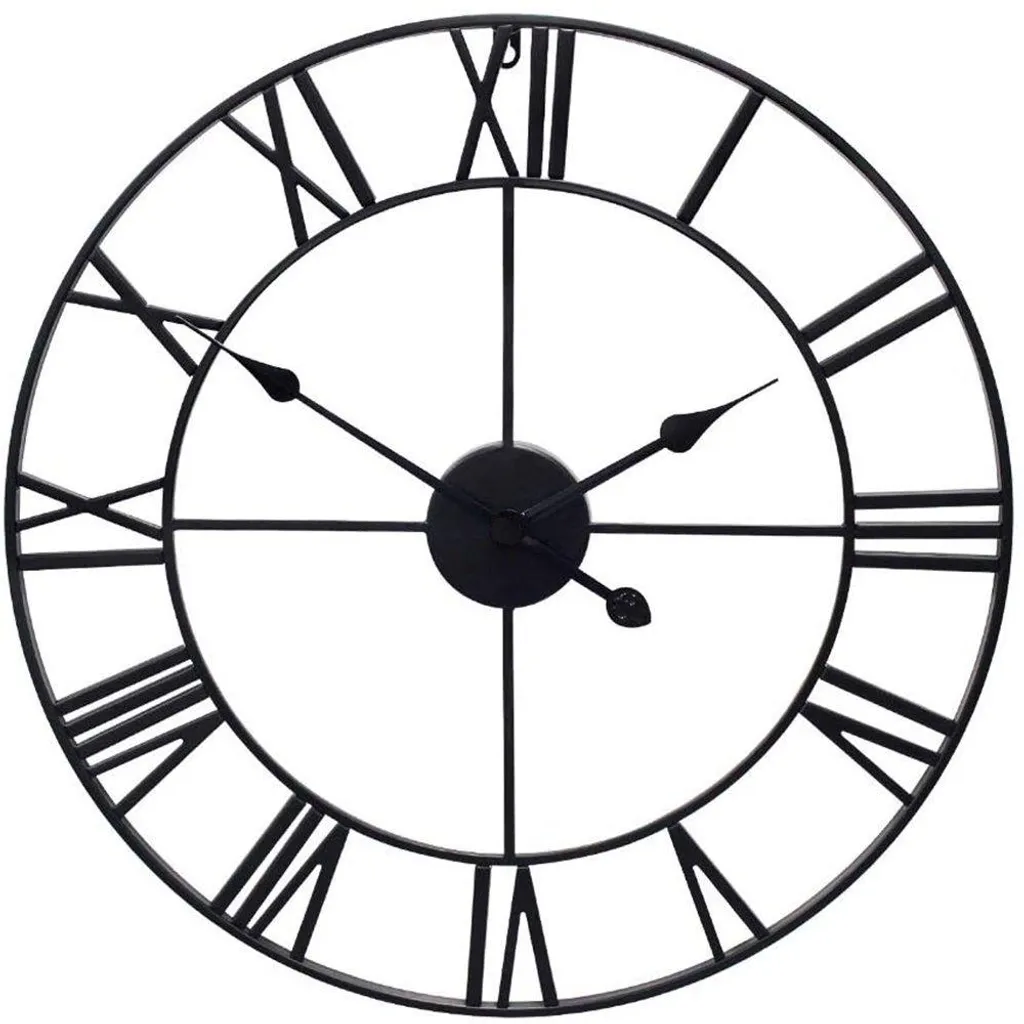Horloge murale 3D 60cm design rétro en métal silencieuse style antique