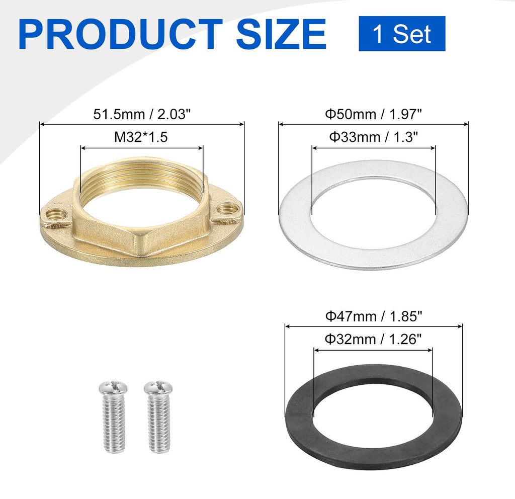 Weibliches Gewinde Sechskant-Sperrmutter 1-1/4 Zoll (31 mm) Messing Einloch-Wasserhahn-Sperrmuttern mit Dichtung, Wasserhahn-Befestigungswerkzeug-S...