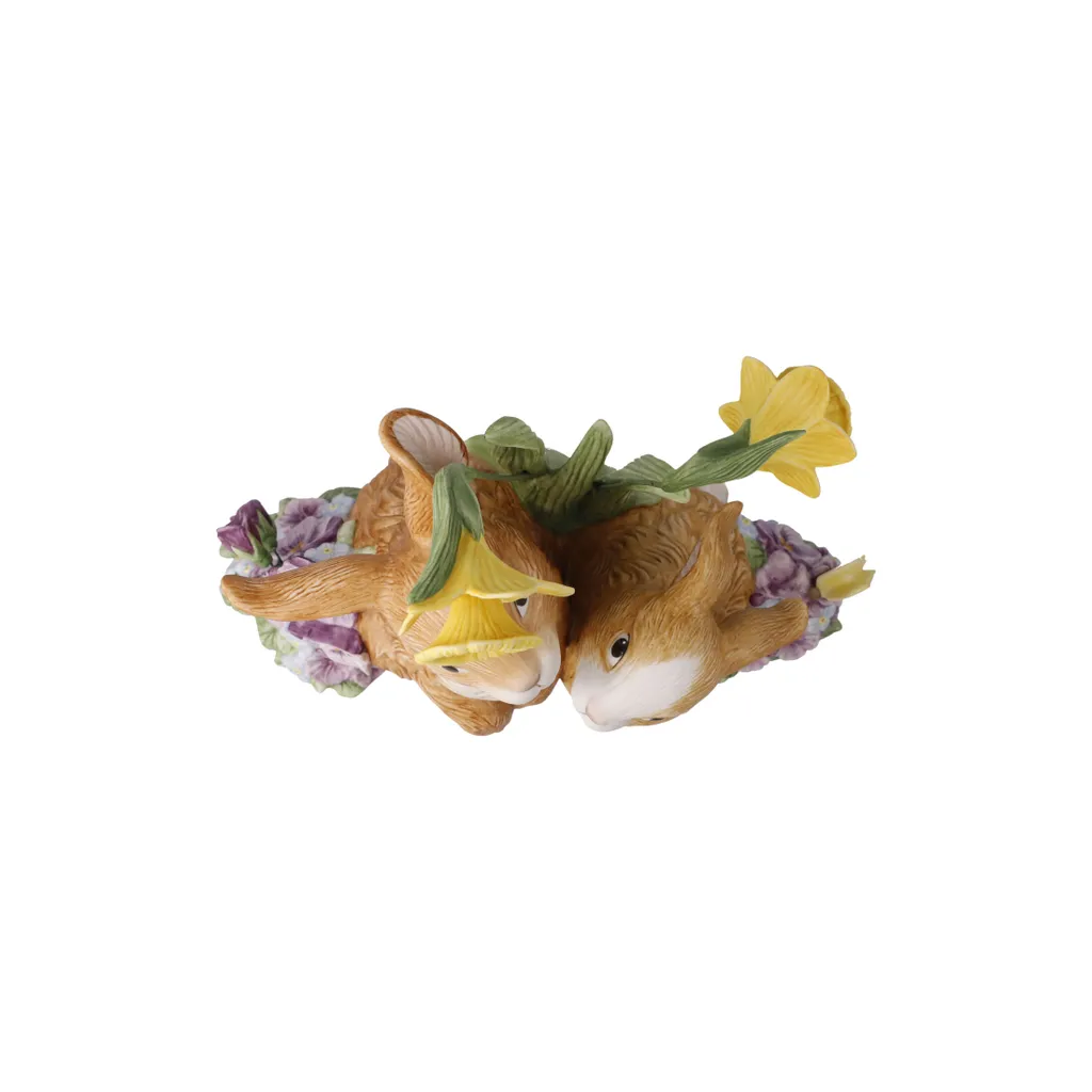 Statuette Couple de Lapins en Faïence Multicolore pour Décoration de Pâques - 5