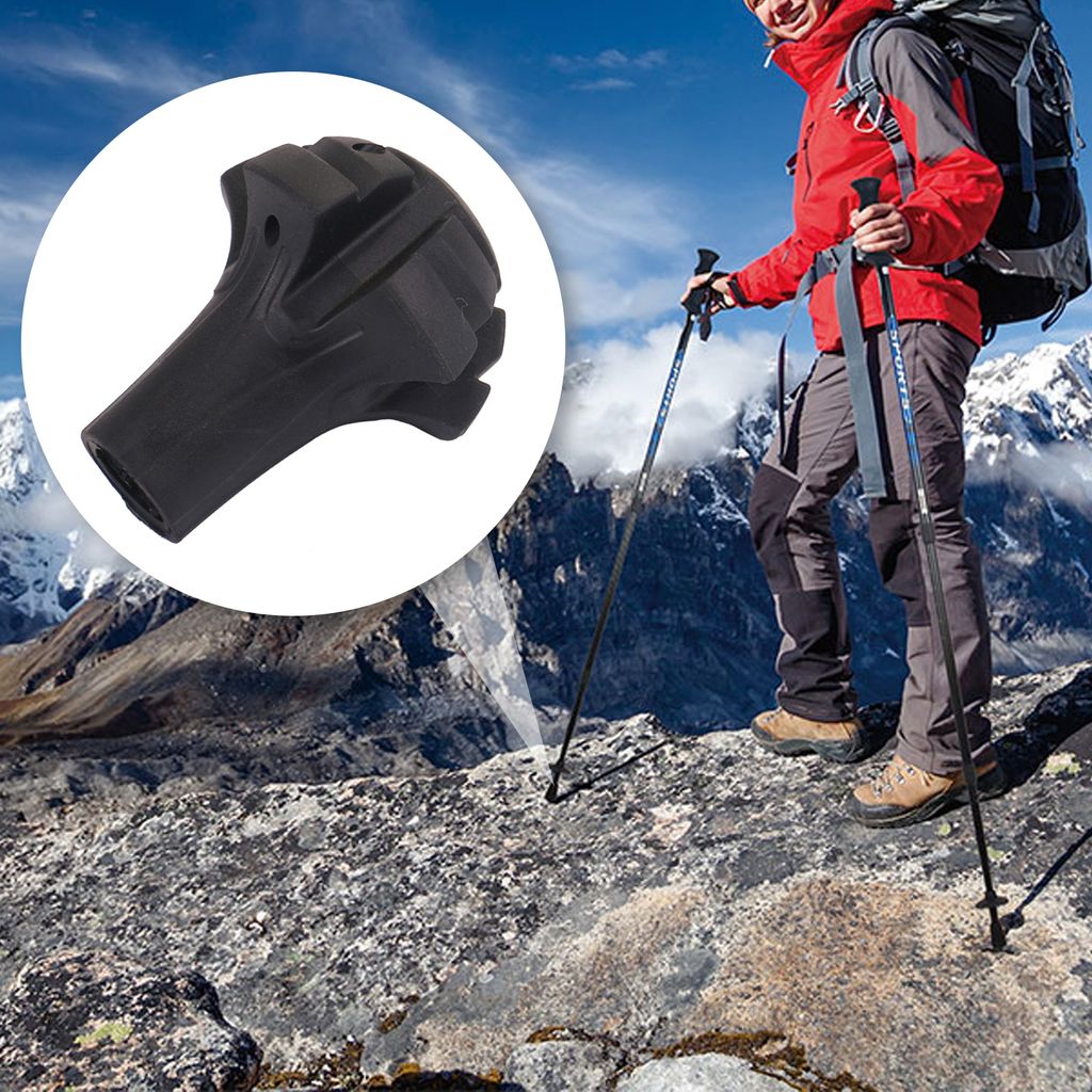 3 Stück Trekkingstock-Spitze, stoßdämpfend, verbesserte Stabilität, Klettern, Ersatz-Gehstöcke, Endkappen für Outdoor, Schwarz