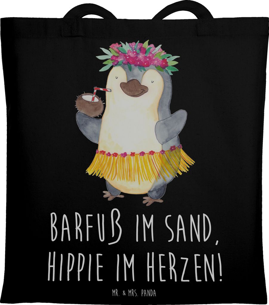 Mr. & Mrs. Panda Schultasche Sommer Hippie - Schwarz - Geschenk, Farben, Uni Tasche, Strand, Shopping, Tote Bag, Sommerferien, Herbst, Beutel, umh...