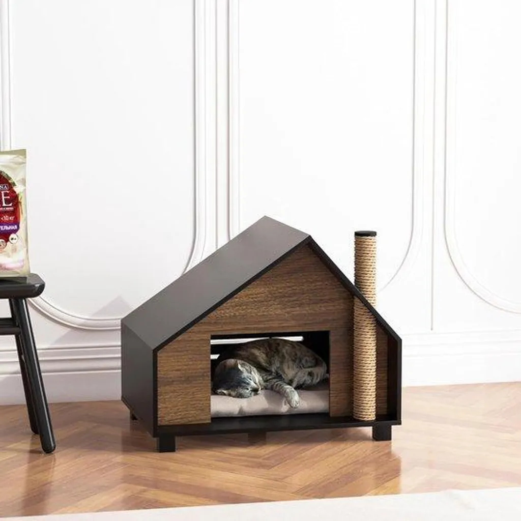 Niche d'extérieur pour lapin et chat - Abri sécurisé en bois de pin