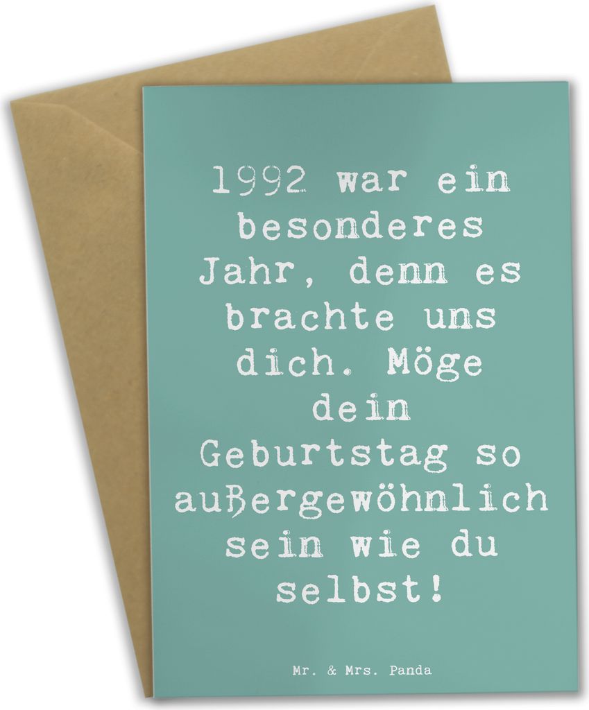 Mr. & Mrs. Panda Grußkarte Spruch 1992 Geburtstag - Meeresbrise - Geschenk, Grußkarten, dankeskarten, personalisierte Geschenke, Jubiläum, Gebur...