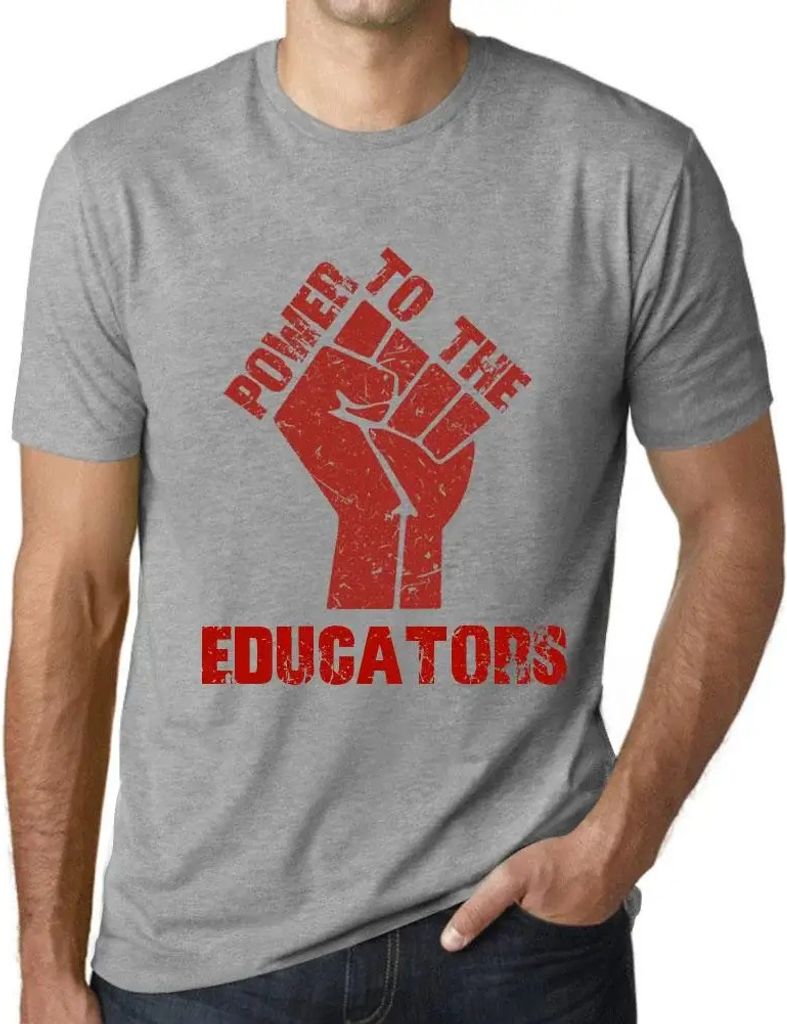 Herren Grafik T-Shirt Macht den Pädagogen – Power To The Educators – Öko-Verantwortlich Vintage Jahrgang Kurzarm Lustige Druck Geburtstag Ges...