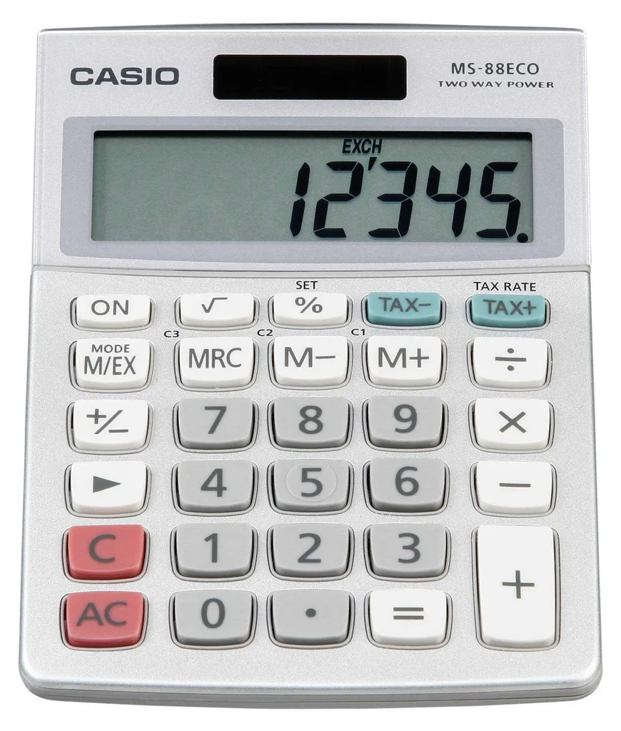Casio MS-88ECO: Calcolatrice Desktop ECO-Friendly con Funzione TAX/IVA